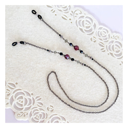 アメジスト色SWAROVSKIの大人シックなメガネチェーン グラスコード メガネストラップ メガネホルダー 10枚目の画像