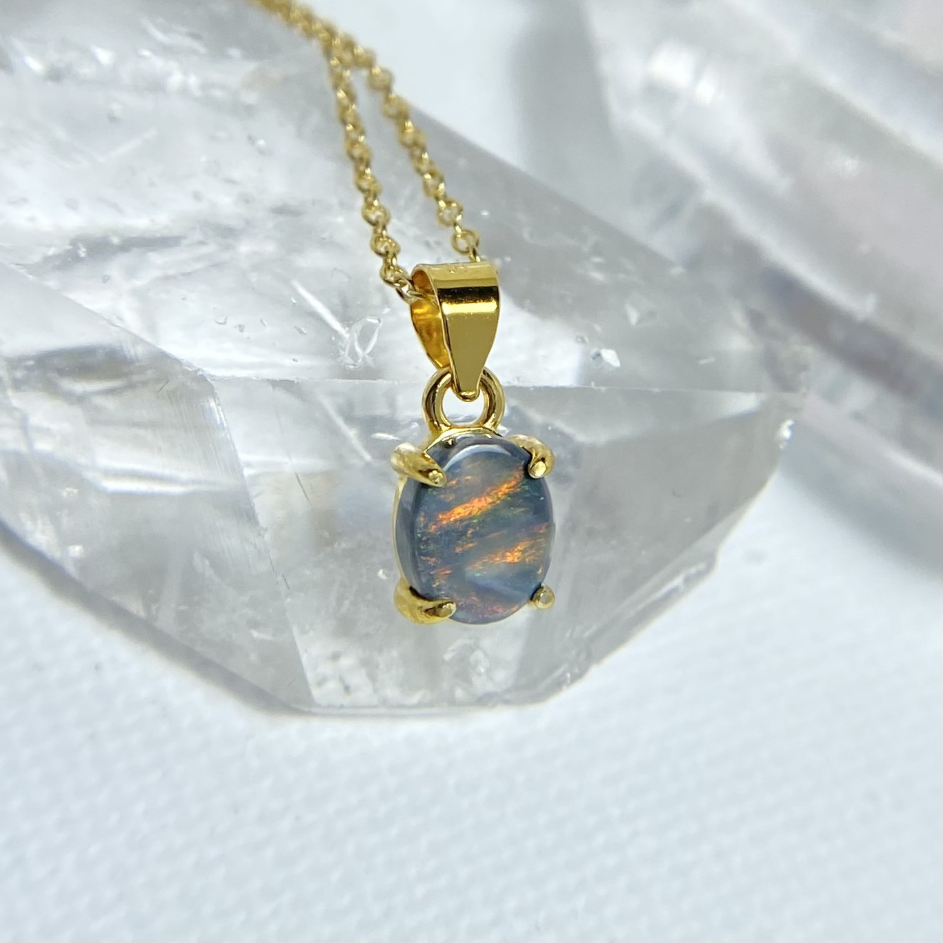 天然ブラックオパールネックレス☆オーストリア産原石から磨きました！