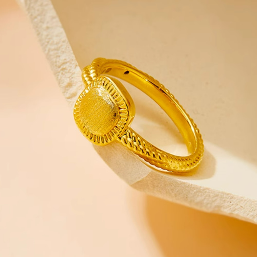 24K24K純金スクエアリング 24金ゴールド指輪 トップ8x8mm中空