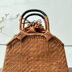 胡桃 籠バッグ くるみかごバッグ 花編み 手作り クルミ籠バッグ 内布