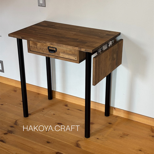新作】109.Work Desk 棚付き 拡張天板 組立工具不要 アイアン/デスク