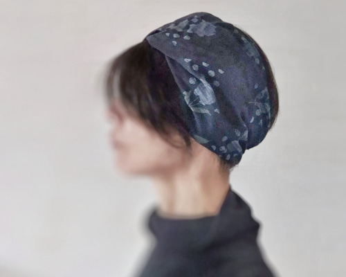 ターバンなヘアバンド 黒ムラ染め ヘアバンド・ターバン mille