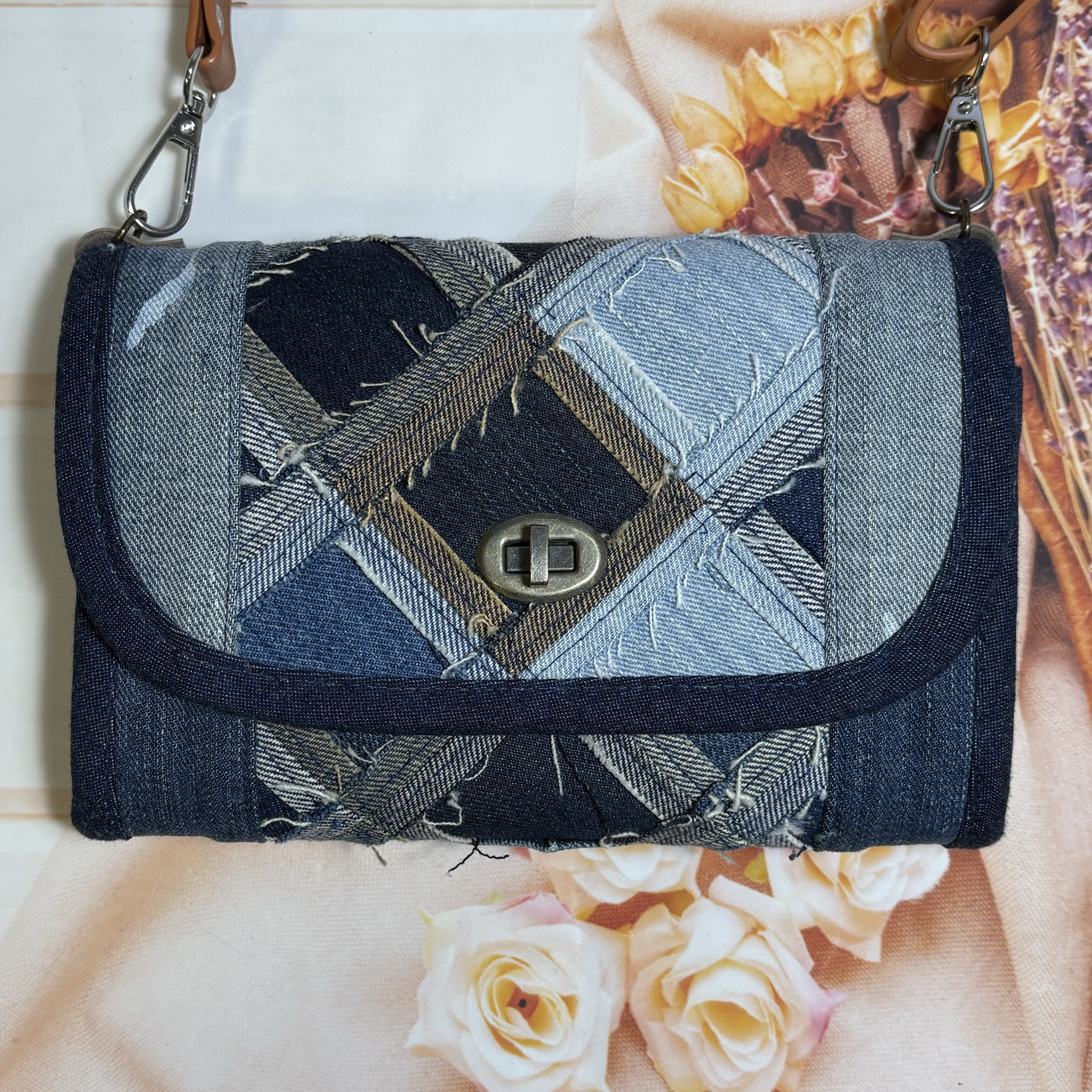 お財布ポーチ　Denim patchwork