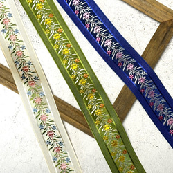 0.35m ◇ フランス製リボン ◇ ボタニカル柄 ◇ ライトベージュ【tape-No,051-0.35】 7枚目の画像