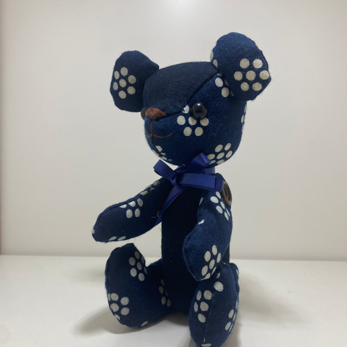 藍染テディベア】藍染、紺、和風、和柄、海外へのお土産、着物