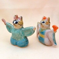 猫のお雛様　ひな人形　両手上げ　元気ねこ雛　トラ猫　ミックス猫　手作り陶器・陶芸　ネコの置き物　おひなさま 10枚目の画像