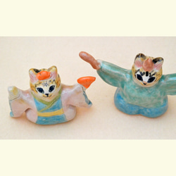 猫のお雛様　ひな人形　両手上げ　元気ねこ雛　トラ猫　ミックス猫　手作り陶器・陶芸　ネコの置き物　おひなさま 9枚目の画像