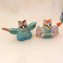 猫のお雛様　ひな人形　両手上げ　元気ねこ雛　トラ猫　ミックス猫　手作り陶器・陶芸　ネコの置き物　おひなさま 11枚目の画像