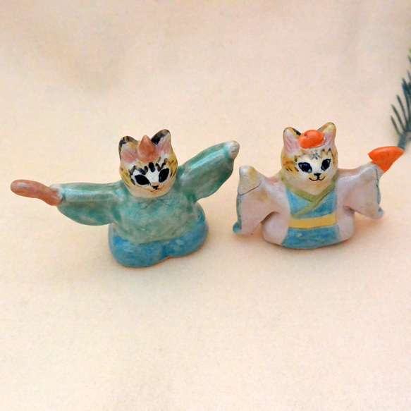猫のお雛様　ひな人形　両手上げ　元気ねこ雛　トラ猫　ミックス猫　手作り陶器・陶芸　ネコの置き物　おひなさま 11枚目の画像