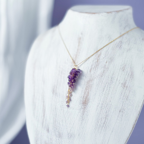 八重藤のネックレス 金属アレルギー対応 サージカルステンレス 藤の花