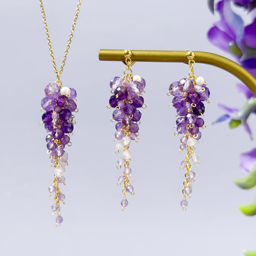 八重藤のネックレス 金属アレルギー対応 サージカルステンレス 藤の花