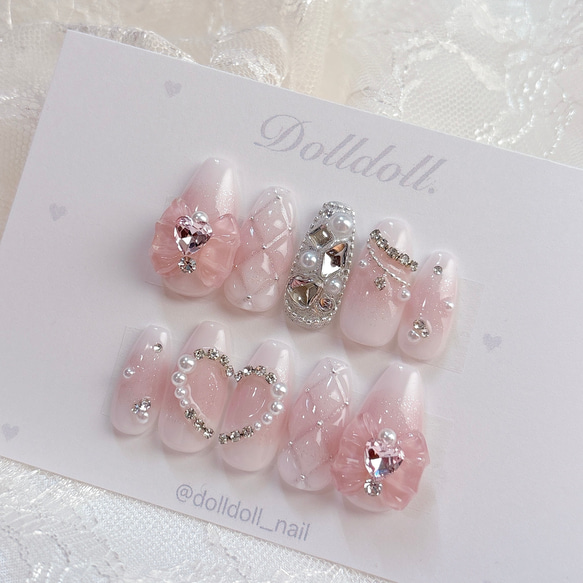 【オーダー】ネイルチップ シュガー 埋め尽くし ハート newnail コスメ・美容 【オーダー】ネイルチップ シュガー 埋め