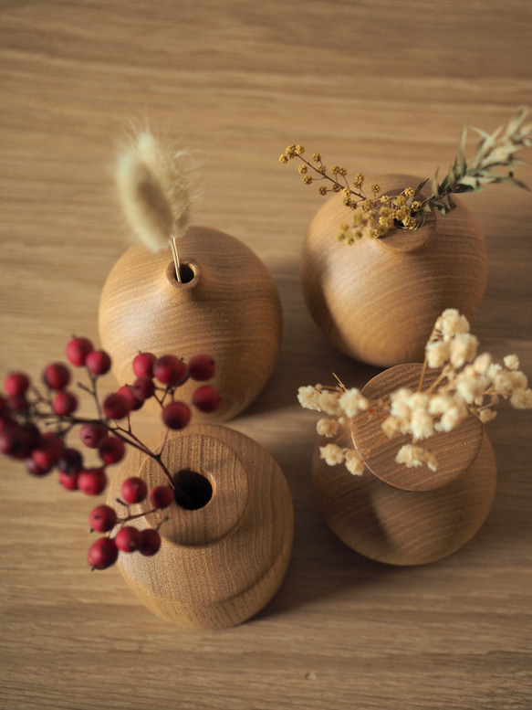 天然木の花器【栗・クリ】一点物・一輪挿し・フラワーベース 7枚目の画像