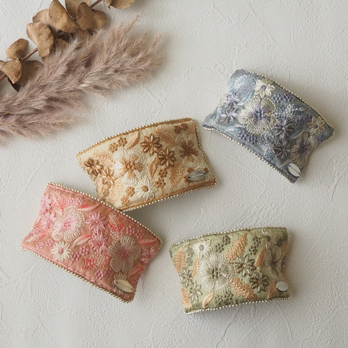 簡単可愛くヘアアレンジ・＊*インド刺繍リボンポニーフック【フラワー