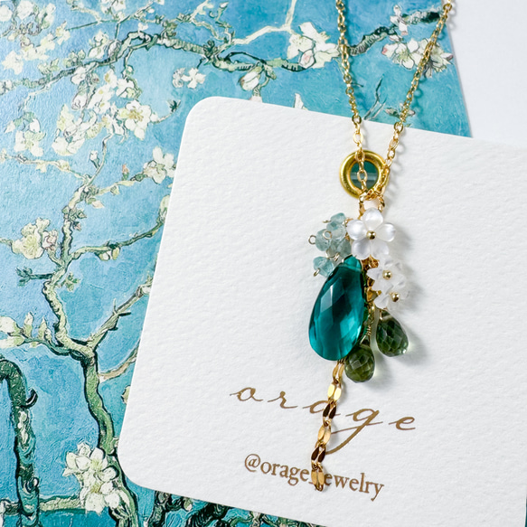 花咲くアーモンドの木の枝のネックレス ゴッホ 絵画 金属アレルギー