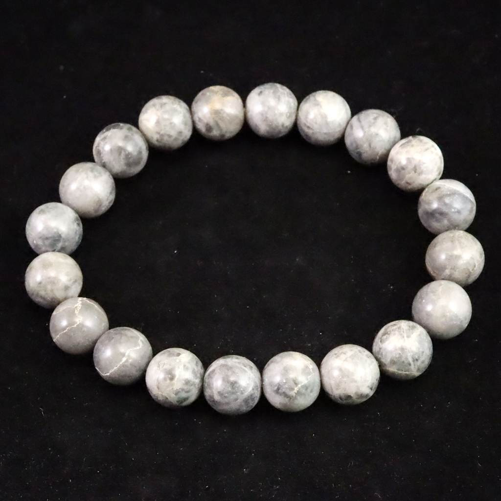 沖縄県 美ら海石 ライトグレー 10mmブレスレット  27.55g #81235