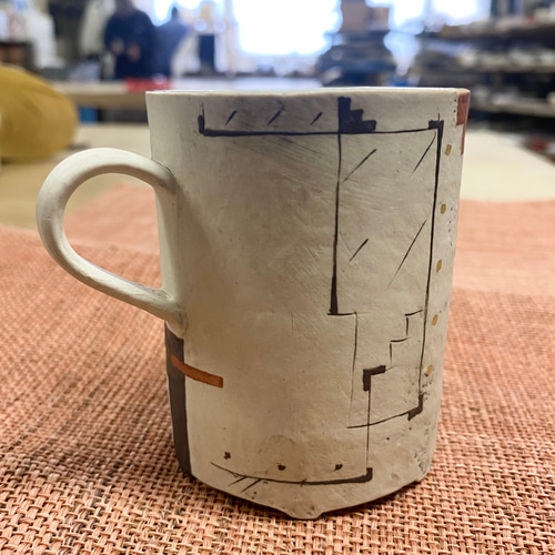 幾何学模様の陶器マグカップ 30 Japanse mug cup マグカップ