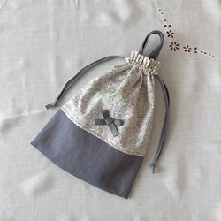 リバティ　フリル　お着替え袋　ハンドメイド リバティフリルお着替え袋ハンドメイド