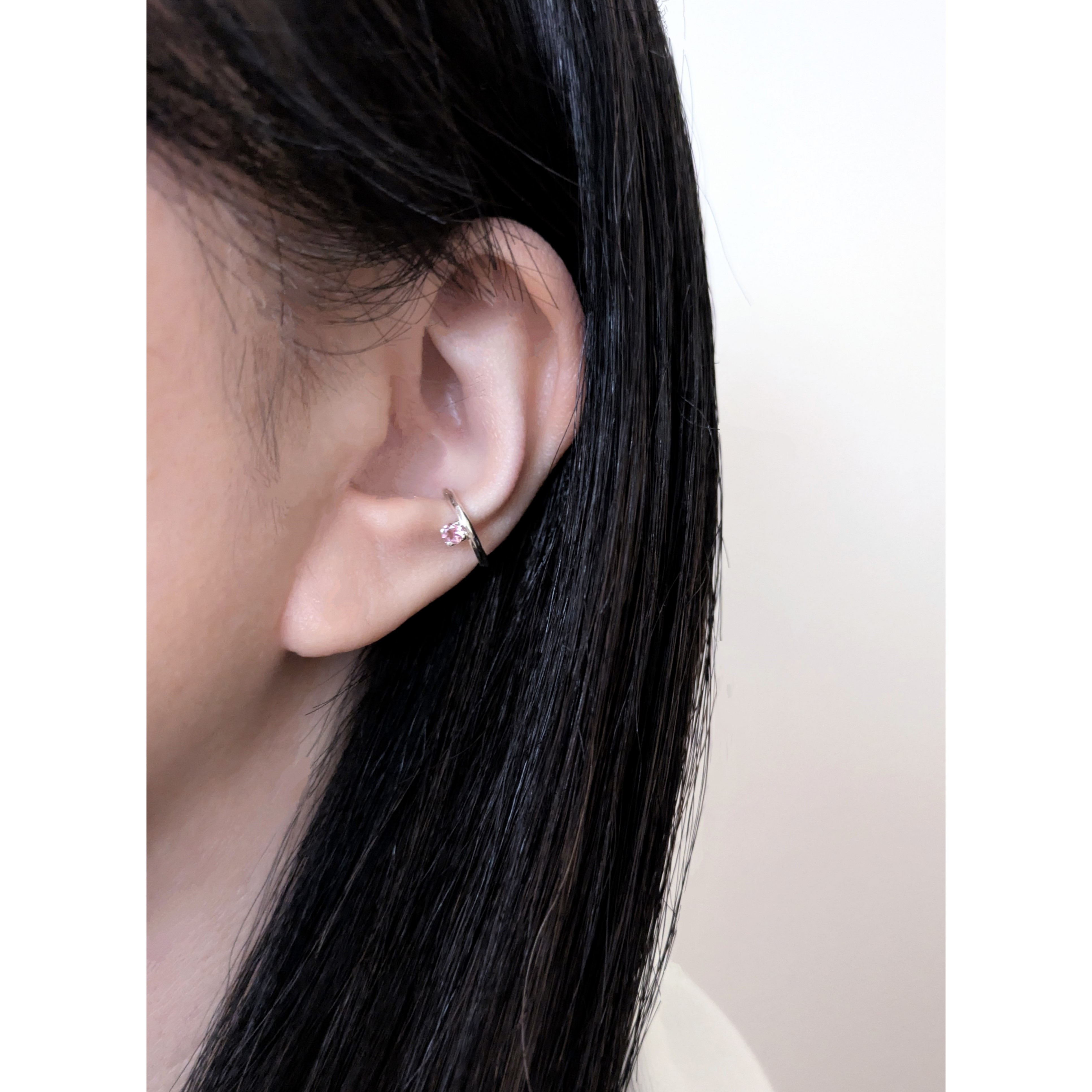 SILVER925　一粒ピンクトルマリンのイヤーカフ（片耳用）