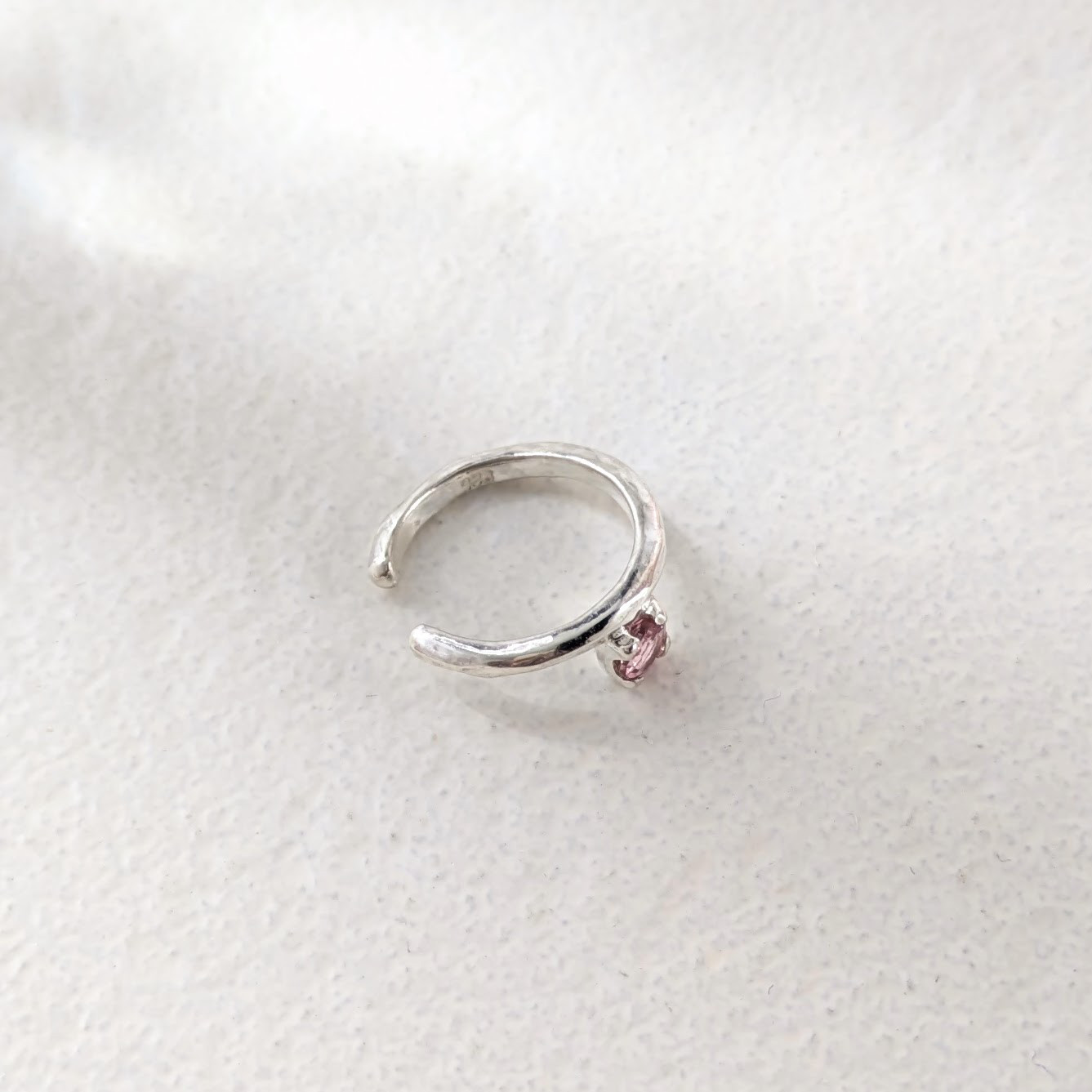 SILVER925　一粒ピンクトルマリンのイヤーカフ（片耳用）