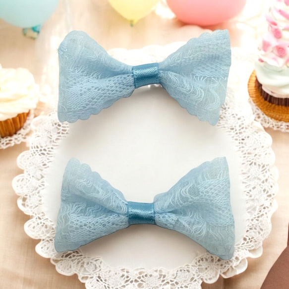 リボン レース 2個 シフォン オリジナル プレゼント ハンドメイド 手芸 材料 ヘアアクセサリー pt-2766 10枚目の画像