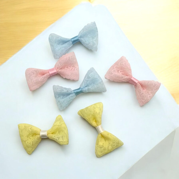リボン レース 2個 シフォン オリジナル プレゼント ハンドメイド 手芸 材料 ヘアアクセサリー pt-2766 1枚目の画像