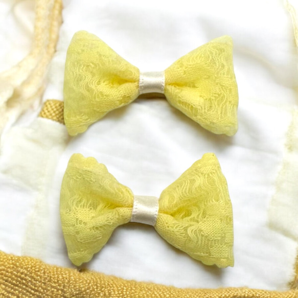 リボン レース 2個 シフォン オリジナル プレゼント ハンドメイド 手芸 材料 ヘアアクセサリー pt-2766 9枚目の画像