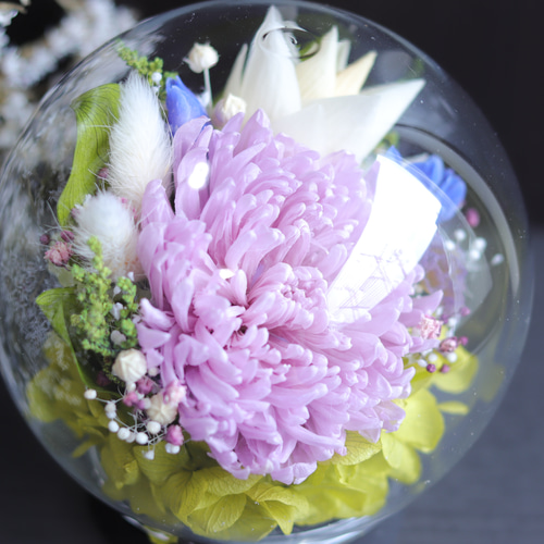 大切な方に贈る仏花】輪菊&蓮&竜胆～ライラック&ホワイトブルー