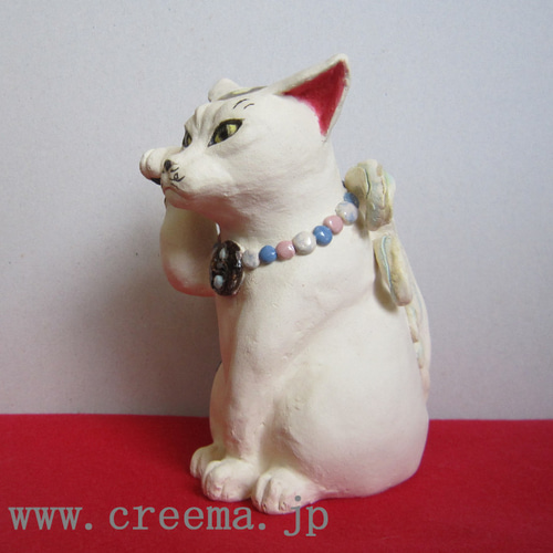 招き猫　縁起物　置物　新品　赤耳猫 招き猫 縁起物 置物 赤耳猫 c44 招き猫 すず音窯 通販 19140180