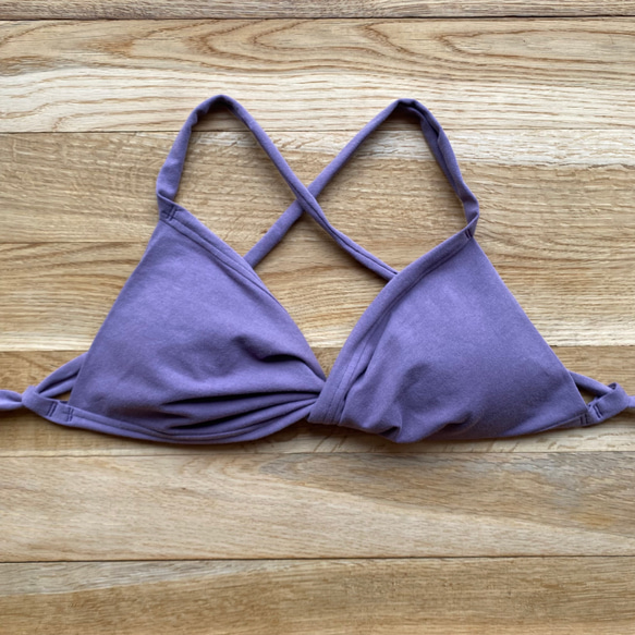 新色【蘇芳 ｽｵｳ】草木染めブラ　オーガニックコットン　ノンワイヤー　femcare　しめつけない　綿　ブラトップ　紫 7枚目の画像