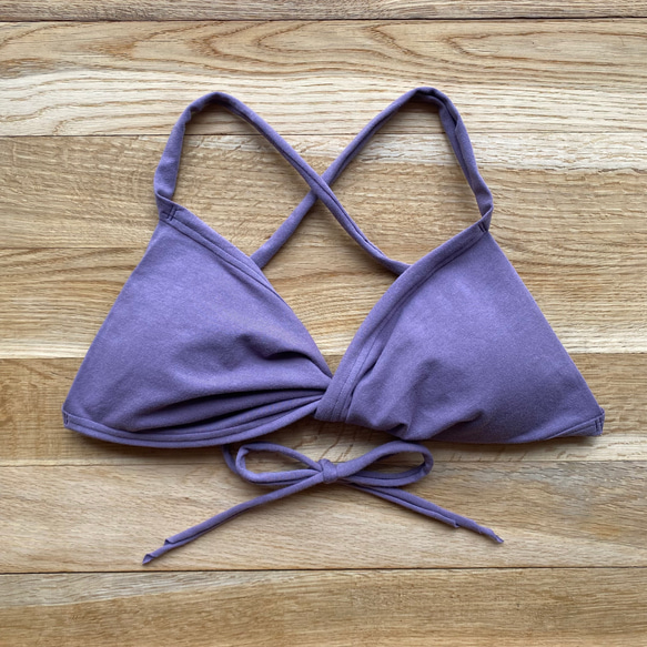 新色【蘇芳 ｽｵｳ】草木染めブラ　オーガニックコットン　ノンワイヤー　femcare　しめつけない　綿　ブラトップ　紫 6枚目の画像