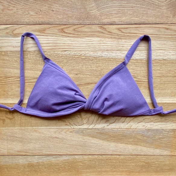 新色【蘇芳 ｽｵｳ】草木染めブラ　オーガニックコットン　ノンワイヤー　femcare　しめつけない　綿　ブラトップ　紫 3枚目の画像