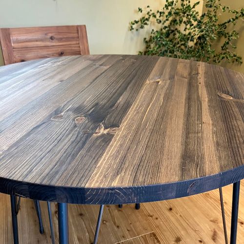 8月末までに発送】天然木 円形テーブル アイアン 8月末までに発送】天然