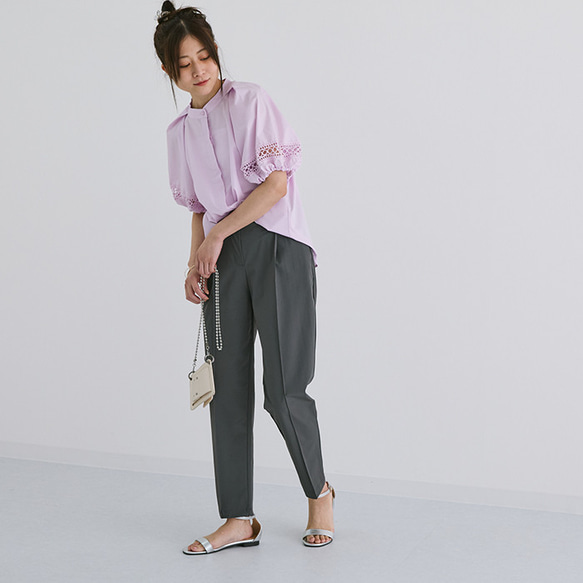 【全４色】お手入れ簡単♪動きやすくて走りやすい！  美シルエット テーパードパンツ 25093 2枚目の画像