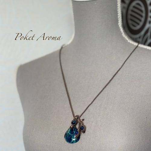 碧詩』ブルーハックマナイトのマクラメペンダントネックレス