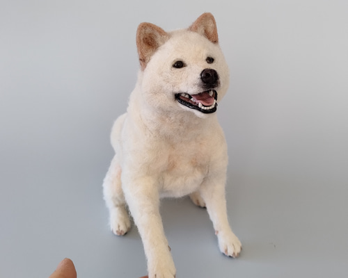 羊毛フェルト　白柴　紀州犬　白い子犬　パピー犬 羊毛フェルト 白柴 紀州犬 白い子犬 パピー犬