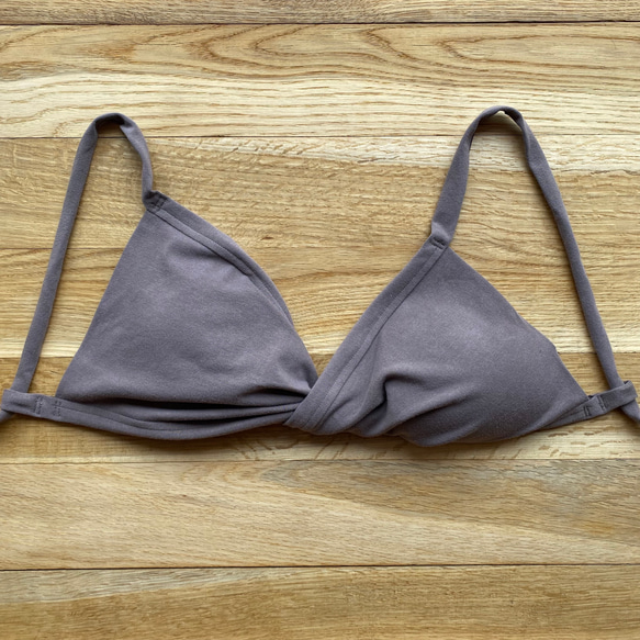 新色【柘榴 ｻﾞｸﾛ】草木染めブラ　オーガニックコットン　ノンワイヤー　femcare　しめつけない　綿　ブラトップ　茶 3枚目の画像
