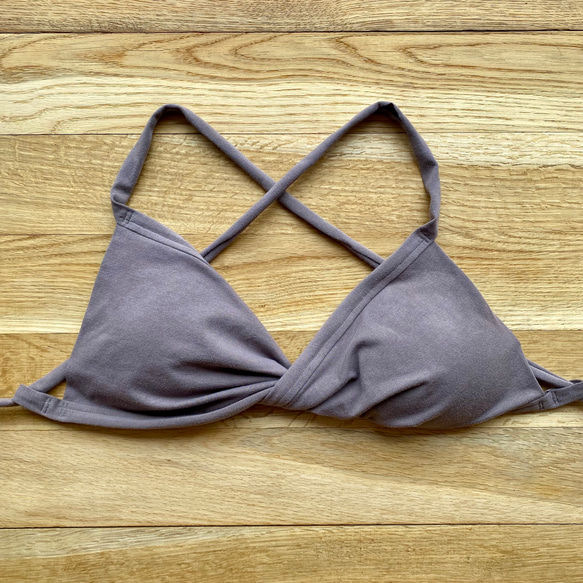 新色【柘榴 ｻﾞｸﾛ】草木染めブラ　オーガニックコットン　ノンワイヤー　femcare　しめつけない　綿　ブラトップ　茶 7枚目の画像