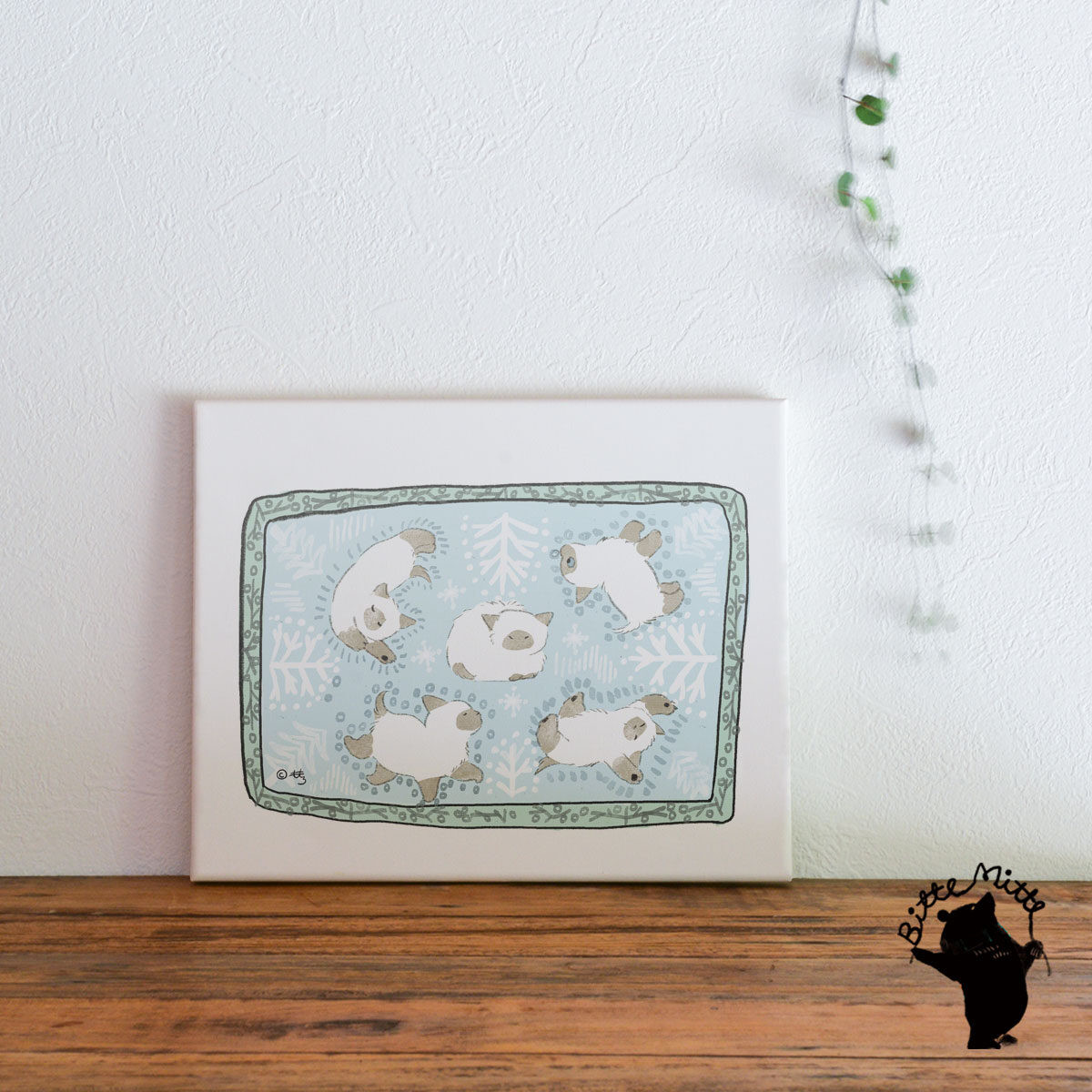 ファブリックパネル 白猫シリーズ 冬 雪