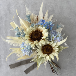 向日葵と紫陽花のブーケ ブーケ violaflower 通販 19141103｜Creema