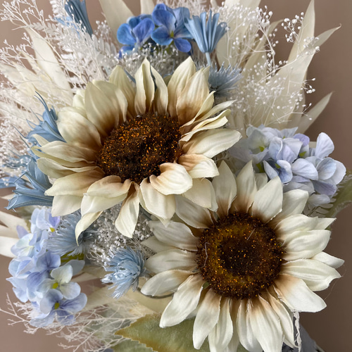 向日葵と紫陽花のブーケ ブーケ violaflower 通販 19141103｜Creema