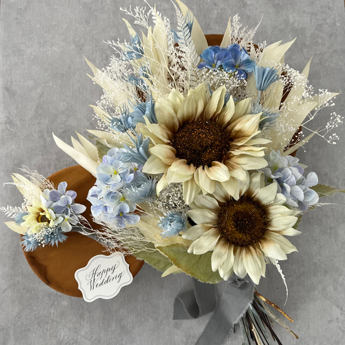 向日葵と紫陽花のブーケ ブーケ violaflower 通販 19141103｜Creema