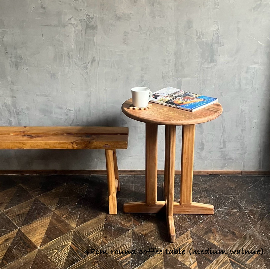 【コーヒーテーブル】 直径48cm　無垢材　サイズオーダー可能　カフェ　店舗　リビング　サイドテーブル　おしゃれ