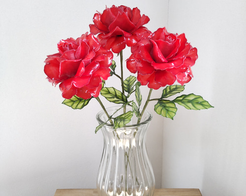バラ♡薔薇♡赤♡ディップアート♡アメリカンフラワー アート