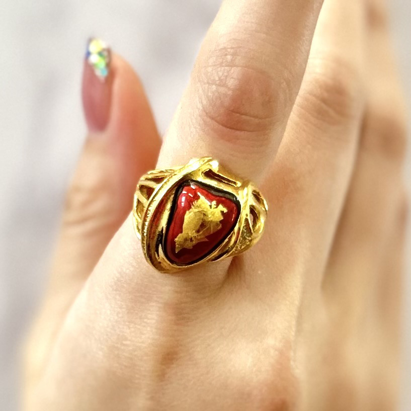 七宝焼リング　＊金箔ｘ赤＊