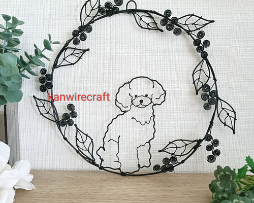 ワイヤーアート ワイヤークラフト リース トイプードル welcome