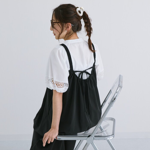 肩紐がズレにくて動きやすい 肩ひもギャザージップAライン キャミ