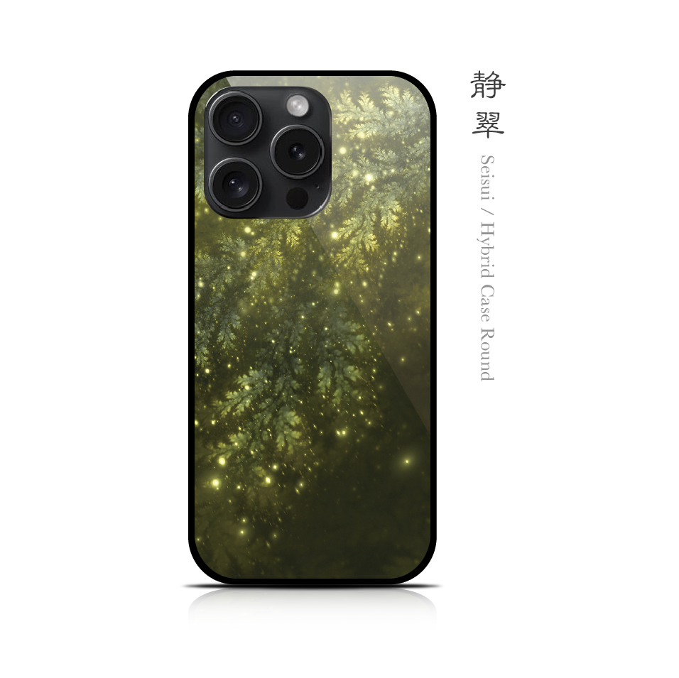 静翠 - 和風 角丸型 強化ガラスiPhoneケース【和柄/スマホケース/スマホカバー/携帯ケース】