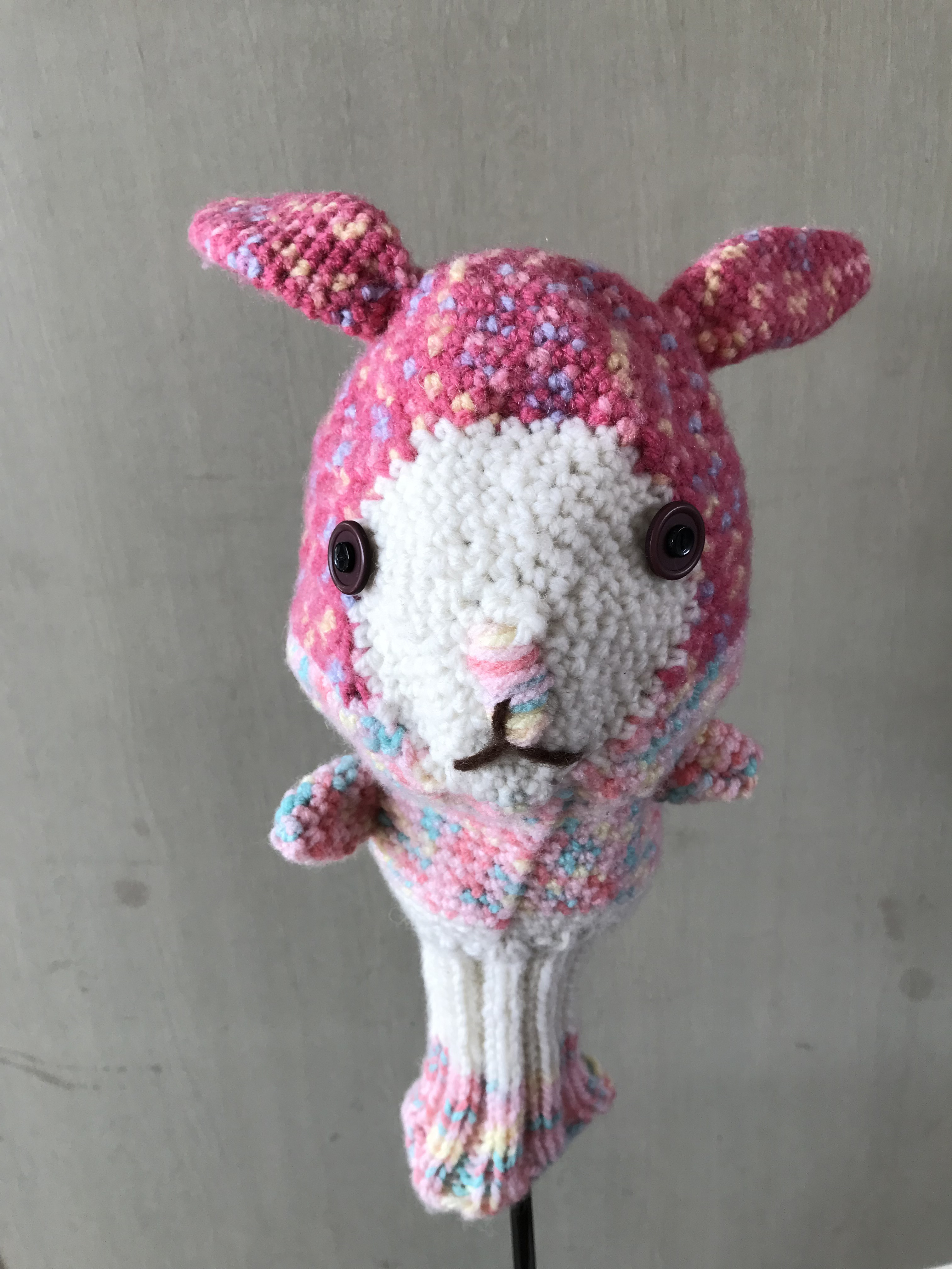 usagiゴルフヘッドカバー　アニマル・ヘッドカバー　うさぎ　ラビット 【動物1点物手編み／ドライバー用】