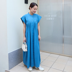 ヤンマ　膝下ワンピース　コットンワンピース　紺　綿100% 日本製 ヤンマ産業 - pedlar